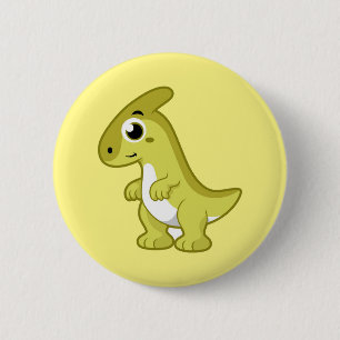 Niedliche Illustration eines Parasaurolophus Dinos Button