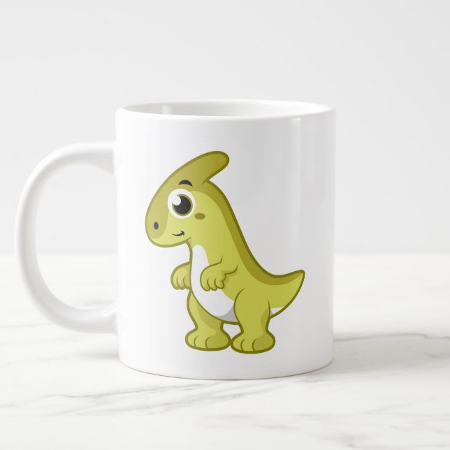Niedliche Illustration eines Parasaurolophus Dinos Jumbo-Tasse (Links)