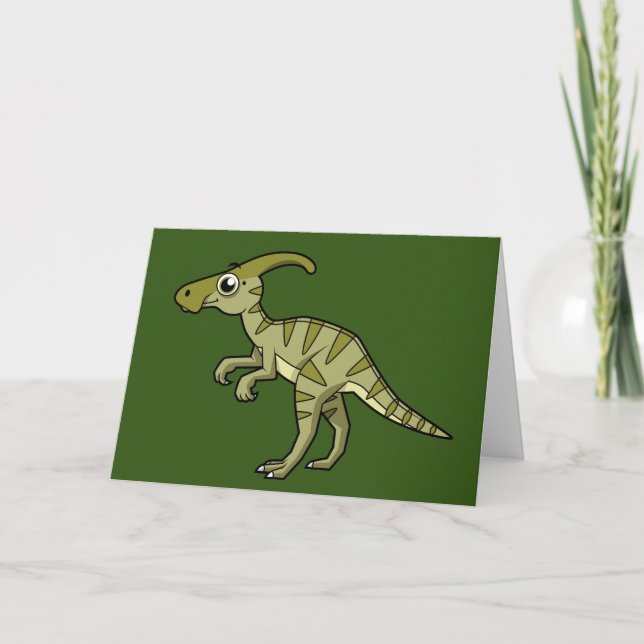 Niedliche Illustration eines Parasaurolophus Dinos Karte (Vorderseite)