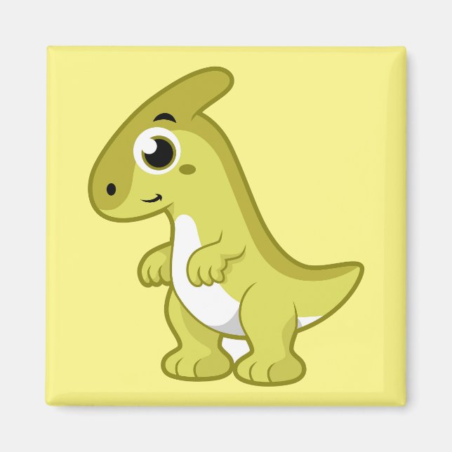 Niedliche Illustration eines Parasaurolophus Dinos Magnet (Vorne)