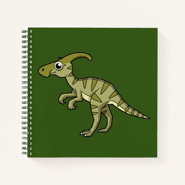 Niedliche Illustration eines Parasaurolophus Dinos Notizbuch (Vorderseite)