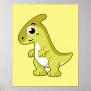 Niedliche Illustration eines Parasaurolophus Dinos Poster