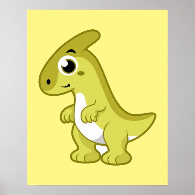 Niedliche Illustration eines Parasaurolophus Dinos Poster (Vorne)