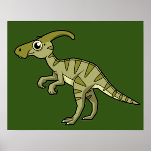 Niedliche Illustration eines Parasaurolophus Dinos Poster