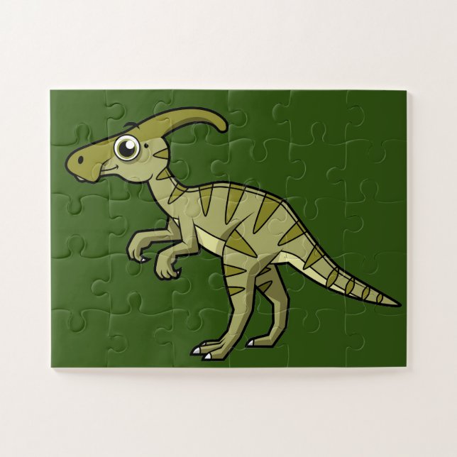 Niedliche Illustration eines Parasaurolophus Dinos Puzzle (Horizontal)