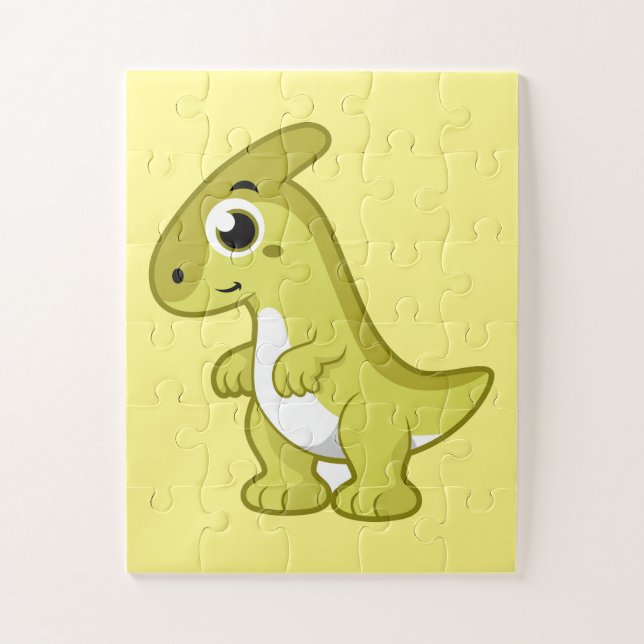 Niedliche Illustration eines Parasaurolophus Dinos Puzzle (Vertikal)