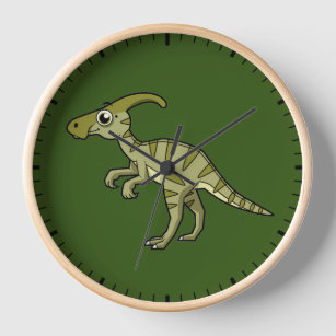 Niedliche Illustration eines Parasaurolophus Dinos Uhr