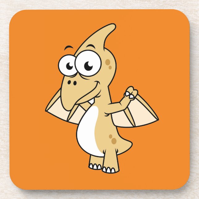 Niedliche Illustration eines Pterodaktyls. 2 Getränkeuntersetzer (Vorderseite)