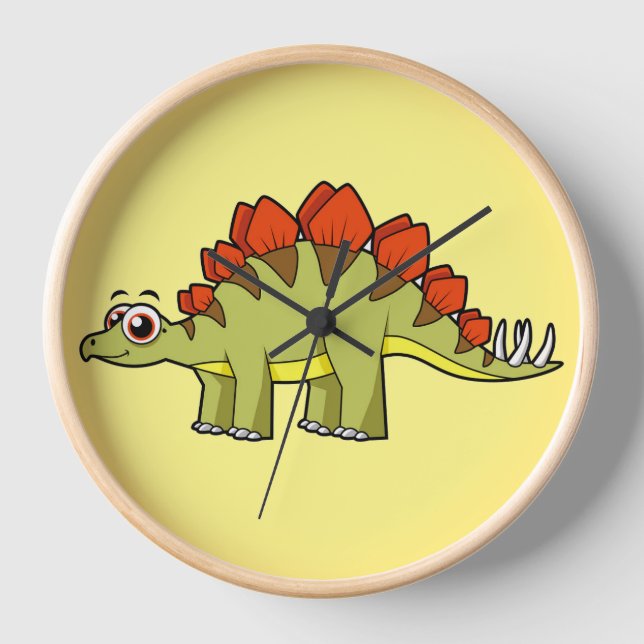 Niedliche Illustration eines Stegosaurus Dinosauri Uhr (Vorderseite)