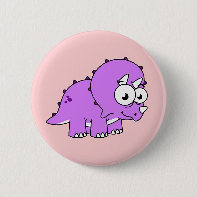 Niedliche Illustration eines Triceratops. Button (Vorderseite)