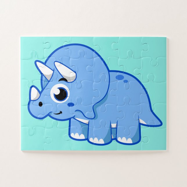 Niedliche Illustration eines Triceratops Dinosauri Puzzle (Horizontal)