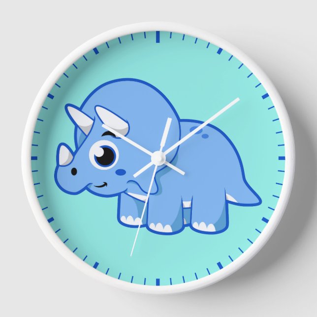 Niedliche Illustration eines Triceratops Dinosauri Uhr (Vorderseite)