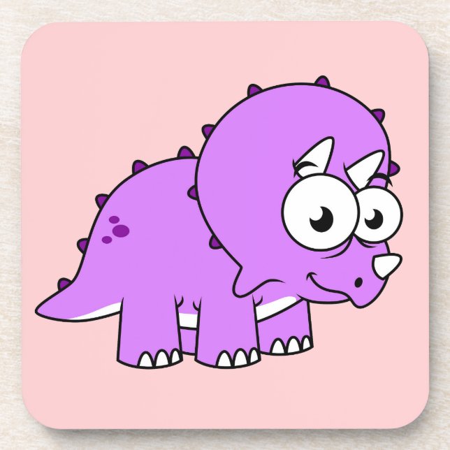 Niedliche Illustration eines Triceratops. Getränkeuntersetzer (Vorderseite)