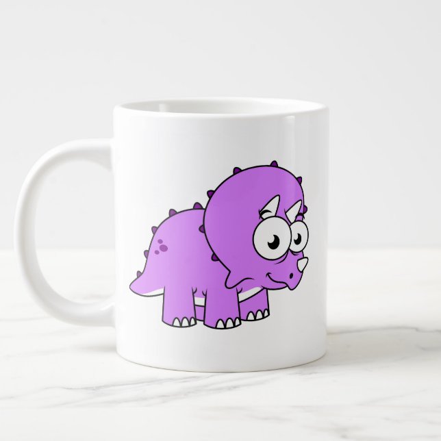 Niedliche Illustration eines Triceratops. Jumbo-Tasse (Links)