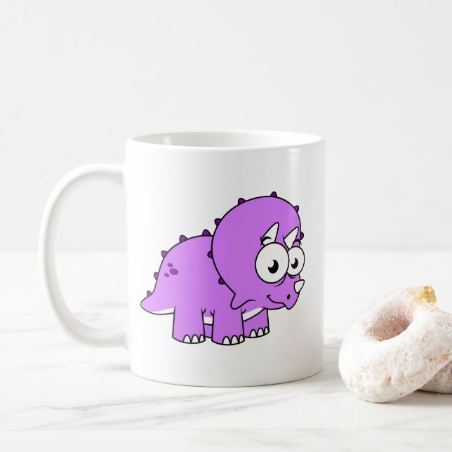 Niedliche Illustration eines Triceratops. Kaffeetasse (Mit Donut)
