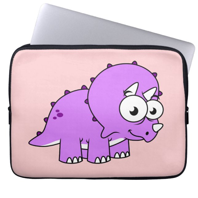 Niedliche Illustration eines Triceratops. Laptopschutzhülle (Vorderseite)