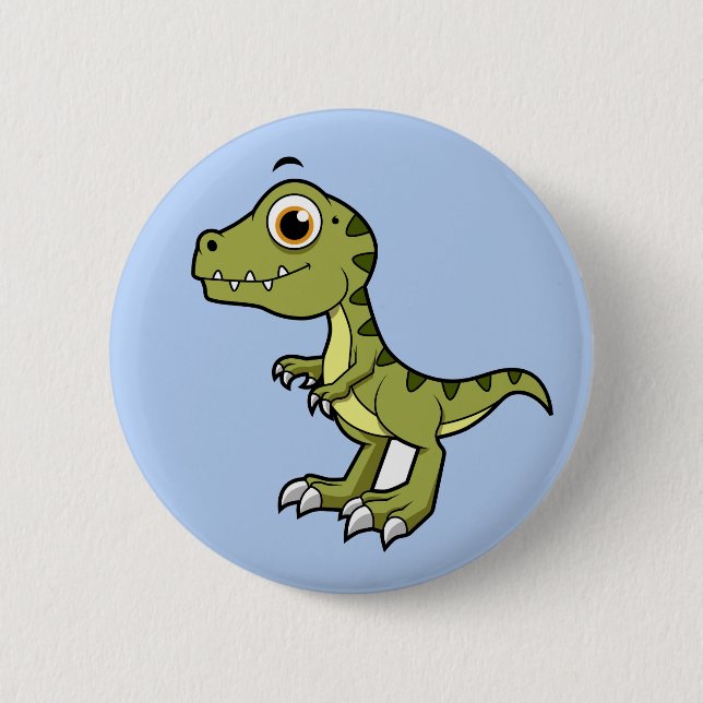 Niedliche Illustration eines Tyrannosaurus Rex. Button (Vorderseite)