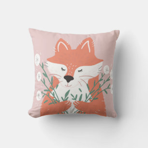 Niedliche Illustration Fox Riechen Blume Kissen
