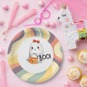 Niedliche Illustration Happy Halloween Boo Pappteller