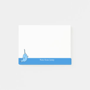 Niedliche Illustration Narwhal Cartoon Ocean Anima Post-it Klebezettel