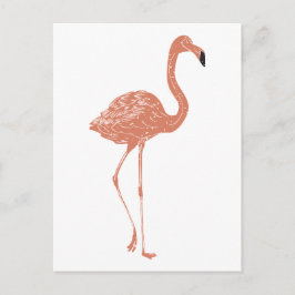 Niedliche Illustration Rotes Flamingo Linocut Postkarte