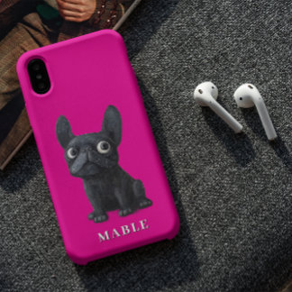 Niedliche Illustration von Black French Bulldog iPhone 16 Hülle