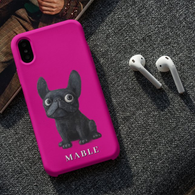 Niedliche Illustration von Black French Bulldog Case-Mate iPhone Hülle (Von Creator hochgeladen)