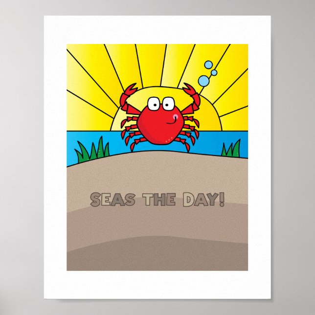 Niedliche Illustration von Crab - Ocean Animal Art Poster (Vorne)