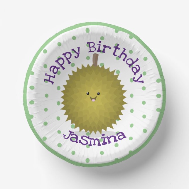 Niedliche Illustration von Happy-Duran-Cartoon Pappteller (Vorderseite)