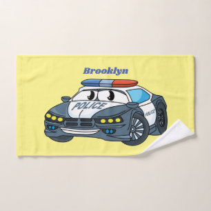 Niedliche Illustration zum Cartoon von Polizeiwage Badhandtuch Set