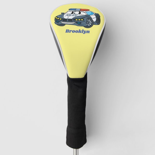 Niedliche Illustration zum Cartoon von Polizeiwage Golf Headcover (Vorderseite)