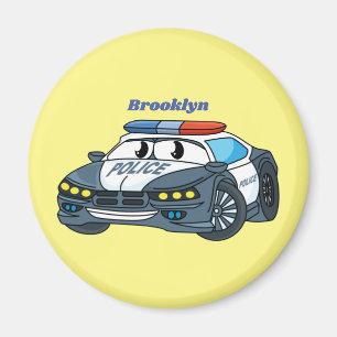 Niedliche Illustration zum Cartoon von Polizeiwage Magnet