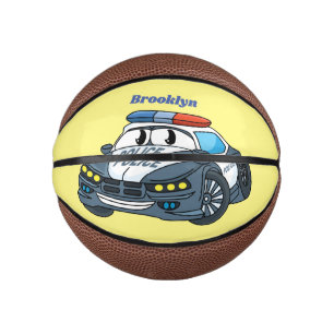 Niedliche Illustration zum Cartoon von Polizeiwage Mini Basketball