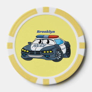 Niedliche Illustration zum Cartoon von Polizeiwage Pokerchips