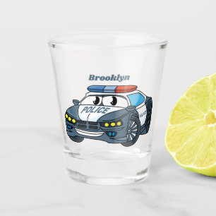 Niedliche Illustration zum Cartoon von Polizeiwage Schnapsglas