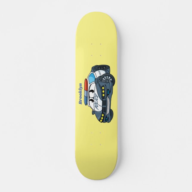 Niedliche Illustration zum Cartoon von Polizeiwage Skateboard (Vorne)