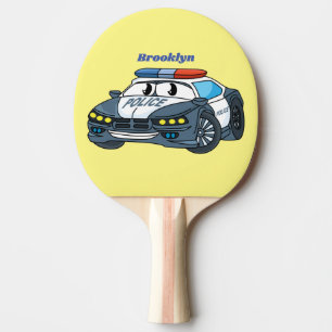Niedliche Illustration zum Cartoon von Polizeiwage Tischtennis Schläger