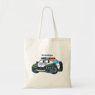 Niedliche Illustration zum Cartoon von Polizeiwage Tragetasche