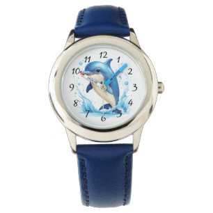 Niedliche Illustrierte Dolphin Armbanduhr