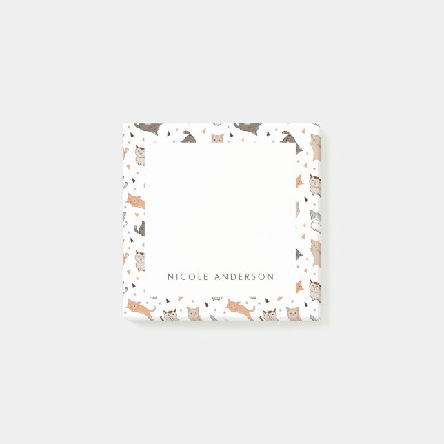 Niedliche Illustrierte Katzen Post-it Klebezettel (Vorderseite)