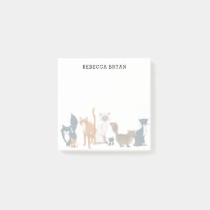 Niedliche Illustrierte Katzenrassen Personalisiert Post-it Klebezettel