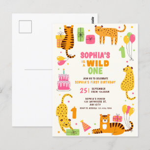 Niedliche illustrierte Wildtiere zum ersten Geburt Postkarte