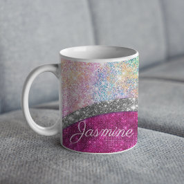 Niedliche Imitate aus rosa Glitzer Kaffeetasse