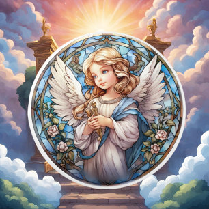 Niedliche Imitate Buntglas Angel Religious Keramikknauf