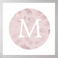 niedliche Imitate Folie Rose Ananas Monogramm