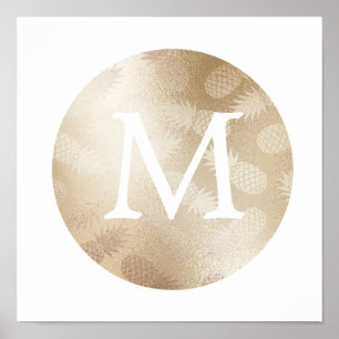 niedliche Imitate Folie Rose Ananas Monogramm Poster