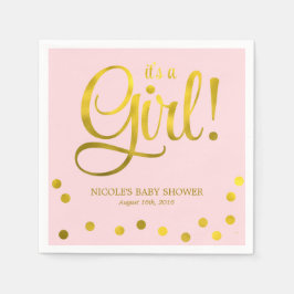 Niedliche Imitate Goldene Foil Confetti Girl Babyd Serviette