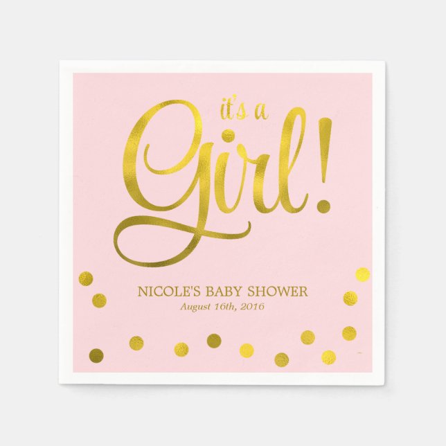 Niedliche Imitate Goldene Foil Confetti Girl Babyd Serviette (Vorderseite)