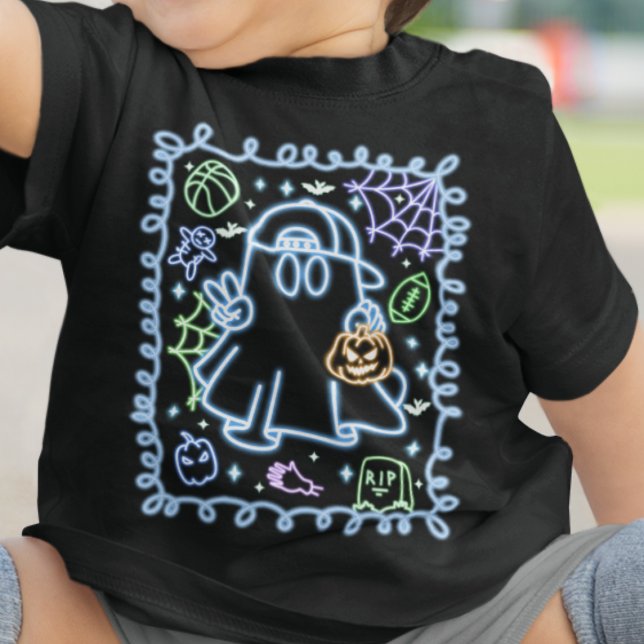 Niedliche Imitate Neon Glow Halloween Spooky Ghost Baby T-shirt (Von Creator hochgeladen)