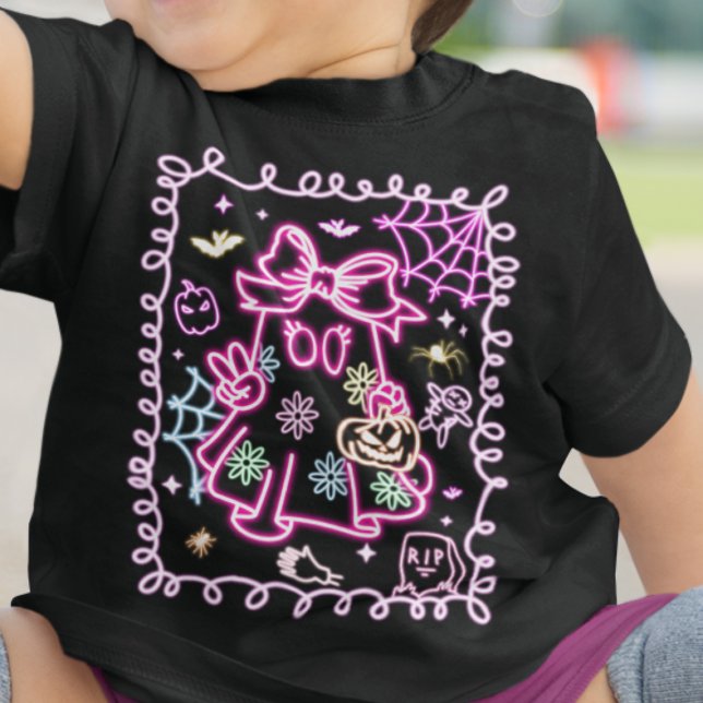 Niedliche Imitate Neon Glow Halloween Spooky Ghost Baby T-shirt (Von Creator hochgeladen)